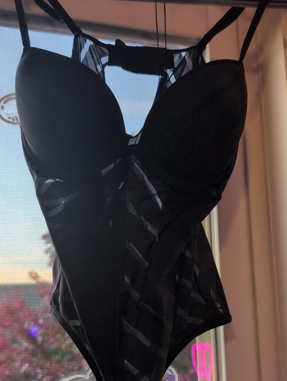 La SENZA Black Sheer Panel Bodysuit